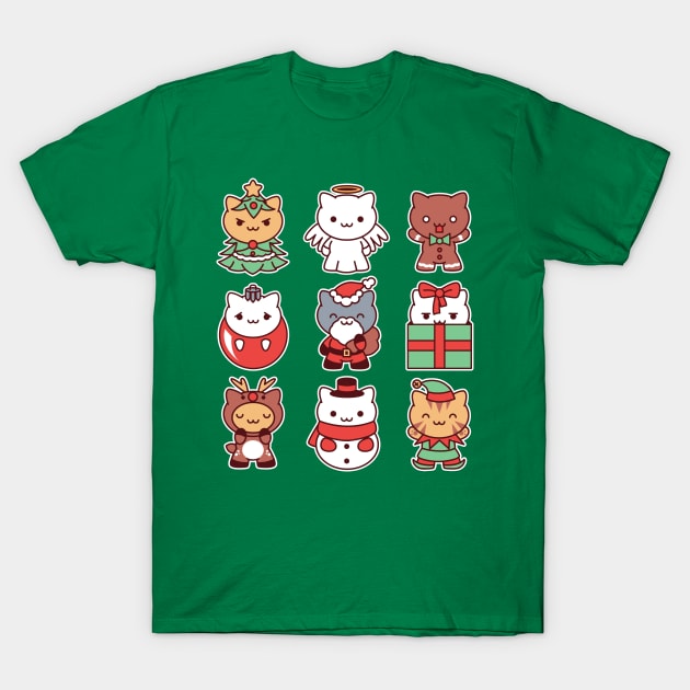 Kawaii Christmas Kitties T-Shirt by Kappacino Creations